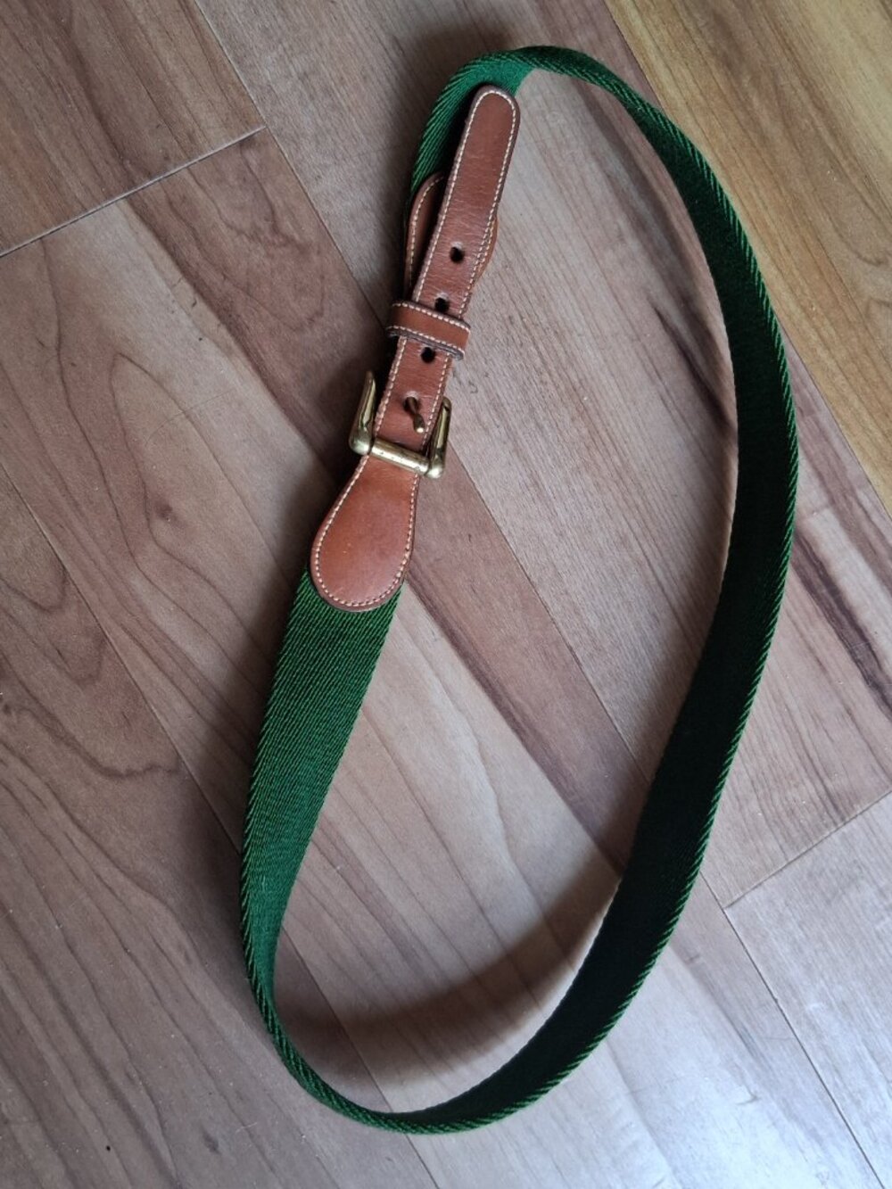 Dooney & Bourke Vintage Wool Surcingle  Belt Solid Brass Buckle Green Wool 32